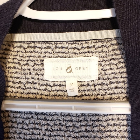 Lou & Grey Navy Gray Knit Open Front Cardigan - Picture 3 of 7
